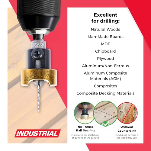 Amana Tool 82 Degree Countersink with Tapered Drill Bit and Adjustable Depth Stop, 55156, 3/8 D x 5/64 Drill D x 1/4 Inch Quick Release Hex Shank - size: 3/8 x 5/64 x 1/4