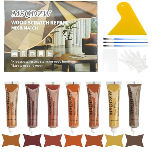 Wood Repair Kit - Expert Brown & Cherry Wooden Touch Up Paint Set | Furniture Scratch, Crack Filler & Stain Restorer for Cabinets, Floors, Tables, Doors | Quick-Dry,Wood Repair Solution - color: Brown & Cherry