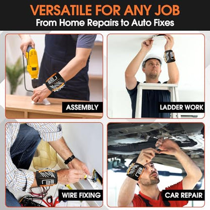 Magnetic Wristband Tool Holder, 15 Magnets for Screws, Nails and Drill Bits