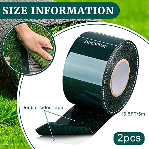 Gersoniel 2 Rolls 2 in x 16.5 ft Double Sided Turf Tape for Artificial Grass Rug Self Adhesive Artificial Turf Tape for Lawn Garden Carpet Connecting Outdoor Carpet - size: 2 in X 16.5 ft