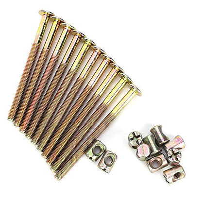 Furniture Bolts and Barrel Nuts, 10 Pcs Bed Frame Bolts Crib Replacement Hardware Kit M6 Bed Bunk Furniture Hex Dowel Bolts with Barrel Nuts Carbon Steel Cross Dowel Nut (40mm) - size: 40mm