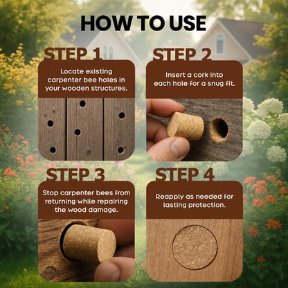 Donaldson Farms Carpenter Bee Corks, Hole Plugs for Bee Home, 100pcs, 1Pack - size: 100 PCS Corks