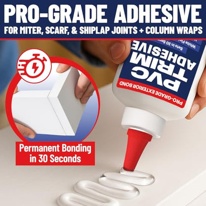 PVC Trim Glue & Adhesive - Dries White, Bonds Fast, Weather & UV Resistant