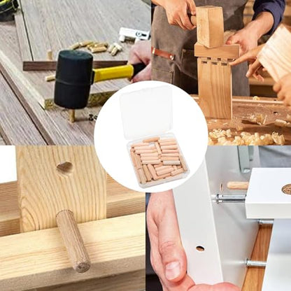 48Pcs 6mm x 25mm / 1/4 Inch x 1 Inch Wooden Dowel Pin - size: 6 x 25mm