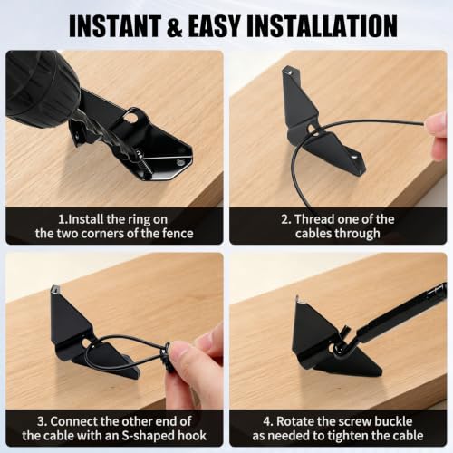 Anti Sag Gate Kit for Wooden Fence, Gate Tensioner Cable Kit, Black Zinc