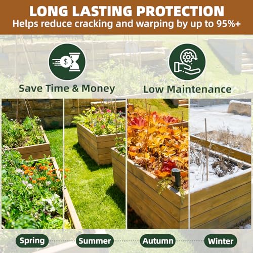 Garden Box Sealer Pro Grade 1 Gallons – Plant-Based, Non-Toxic Wood Sealer for Raised Garden Beds, Planters & Pet Shelters, Water & Weather-Resistant Finish for Outdoor Wood - size: 1 Gallon