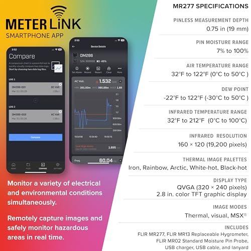 FLIR MR277 Moisture Meter, MSX IR Camera & Hygrometer for Building Inspection - style: MR277