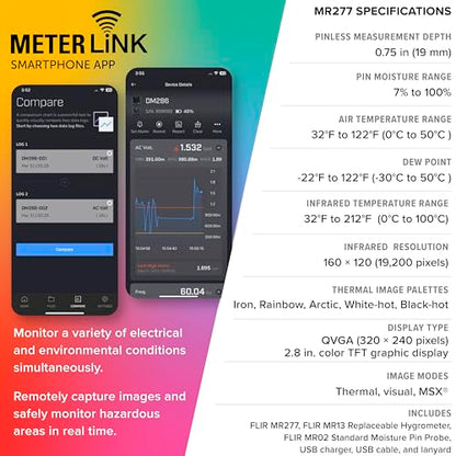 FLIR MR277 Moisture Meter, MSX IR Camera & Hygrometer for Building Inspection - style: MR277