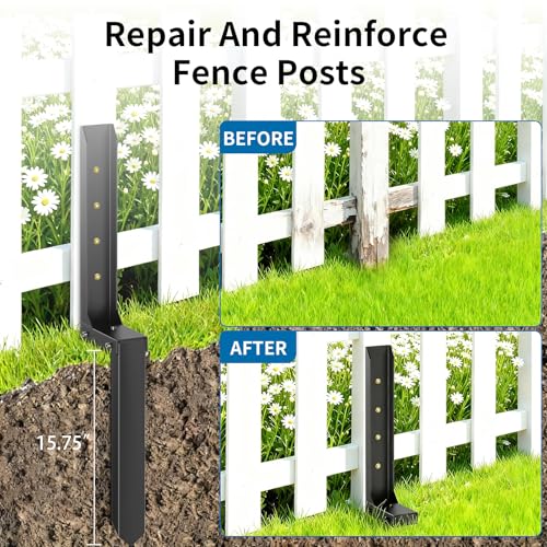 Fence Post Repair Kit, H-Shaped Anchor Spike for Tilted Wood Post