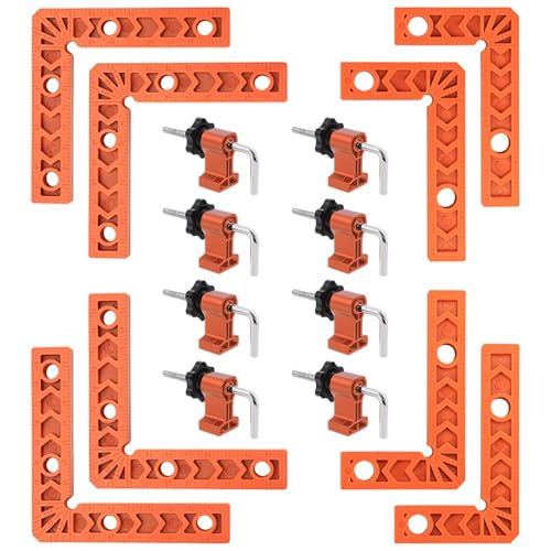 8Pcs 90° Right Angle Clamps, 3&4in Woodworking Squares Cabinets Frames