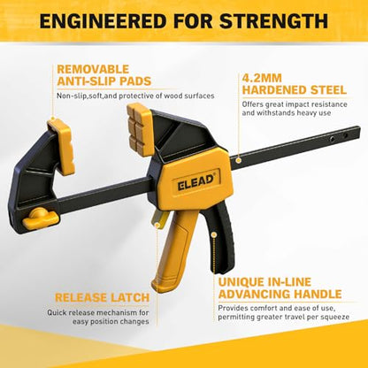 6" Mini Bar Clamps for Woodworking, 4-Piece One-Handed F Clamp/Spreader, 75LBS Load Limit Wood Clamp, Quick Release Grip Clamps for Table Wood Working, Light-duty Tools - style: 4-Piece 75lbs
