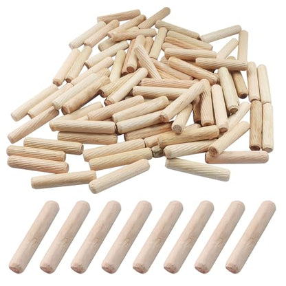 150 Pack Wooden Dowel Pins ,Wood Grooved Plugs Pin M8x40mm Hardwood Fluted Dowels for Furniture Woodworking Crafts, DIY Carpentry - size: M8x40mm