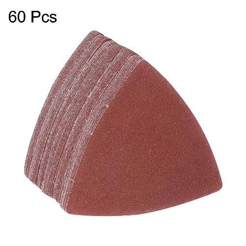 HARFINGTON 60pcs Triangular Hook & Loop Sandpapers 180 Grits 3-1/8" Aluminum Oxide Sanding Pads Random Orbital Mouse Detail Sander Papers Oscillating Multi Tool Sheets - size: 180 Grits