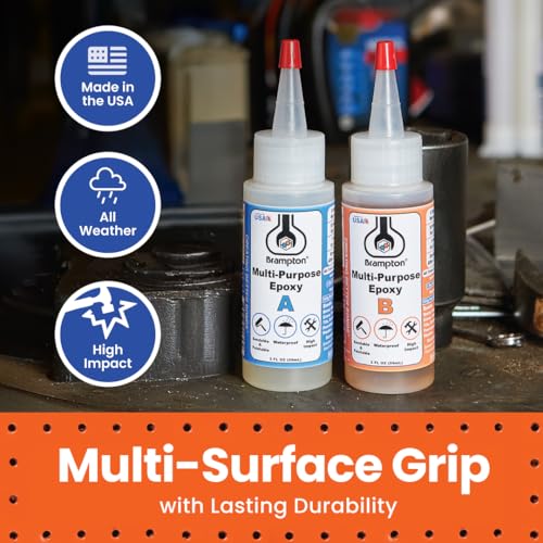 Brampton Multi-Purpose Epoxy, Quick 30-Minute Set, Waterproof 2-Part Epoxy Glue Kit for Tile, Metal, Ceramic, Glass, Wood, Stone, Strong Bonding, Sandable, Paintable Resin, Easy 1:1 Mix, 16 oz - style: 16 FL OZ