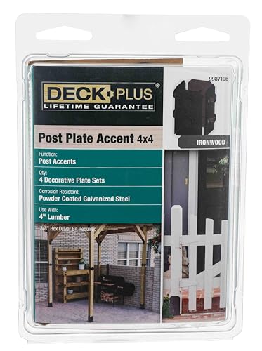 Deck Plus Ironwood Faux Post Base Kit, 4in x 4in, 1 Kit, Black