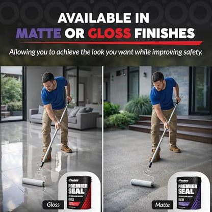 Premier Seal Non-Slip Concrete & Paver Sealer – Clear Anti-Slip Sealant for Pool Decks, Driveways & Garages - Matte Finish (1)