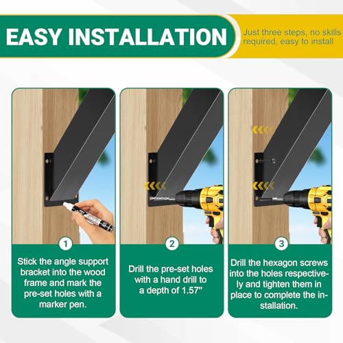 2pcs 45 Degree Angle Support Bracket for 4'X4' Post,Pergola Brackets - size: 4"×4"-2Pcs