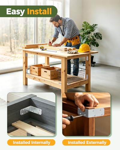 3"x3"x1.2" L Brackets for Wood, 150LB, Galvanized 4 Pack - color: Galvanized-4PCS