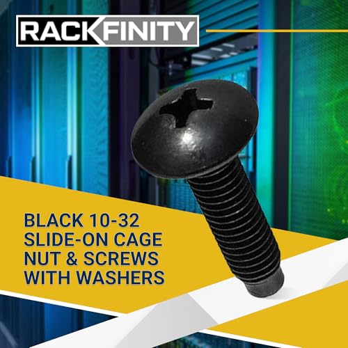 Black 10-32 Slide-on Cage Nut & Screws w/Washers | 25-Pack