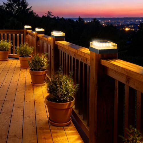 Solar Post Cap Lights for 4x4 Wood/Vinyl Fence Posts, 12-Pack - color: Black, size: 12 Pack