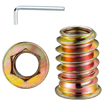 Wensilon 1/4"-20 200Pcs Threaded Insert for Wood Hex Drive Wood Inserts Furniture Nuts - size: 1/4"-20