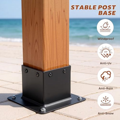 10 PCS Metal 4×4 Post Base Post Base Brackets,Inner Size 3.5"x3.5" - color: Black 10pcs