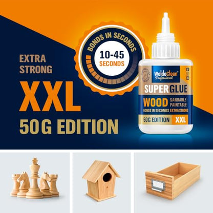 WoldoClean Super Glue for Wood 50g Extra Strong Gel - Wood Adhesive