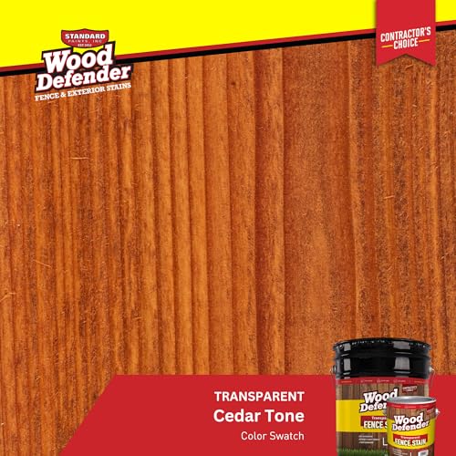 Wood Defender Transparent Fence Stain and Seal, Cedar Tone, 5-Gallon - color: Cedar Tone, size: 5 Gallon