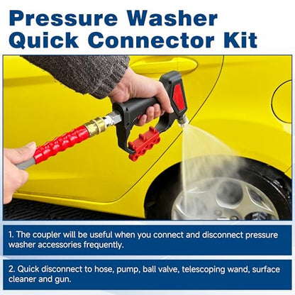 3/8 Inch NPT Pressure Washer Quick Connect Adapter Set, 12-Piece - color: Silver