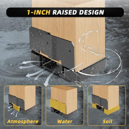 10Pcs 4x6 Post Base Brackets Fit for Concrete Black - size: Black