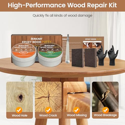 Boncart 21.16 oz 2-Part AB Epoxy Wood Putty - color: Dark Brown