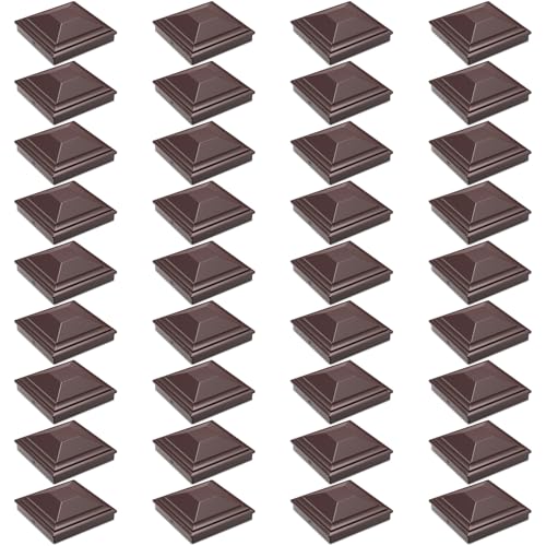 SIEDiNLAR 4x4 Post Caps Brown 36 Pack, Fence Post Covers Outdoor Waterproof - color: Brown, size: 4x4in, 36 Pack