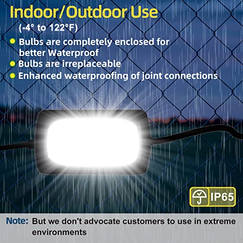 Owleye 50FT Led String Work Light 85W 8000LM Waterproof Construction String Lights Linkable Temporary Work Lighting Outdoor Indoor Worklight (5 Light Heads)-2 Pack - size: 50Ft × 2 Sets