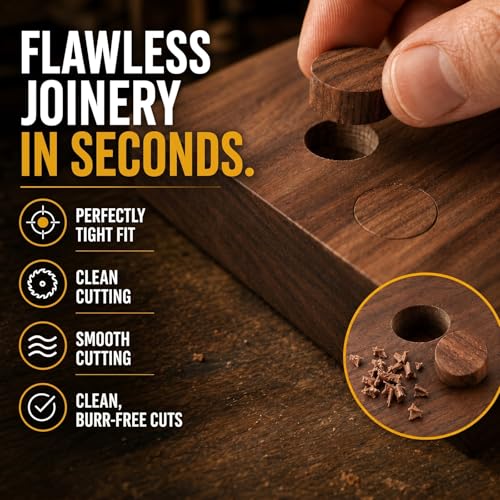 Landhoow 5 Pcs Wood Plug Cutters Set 3/4" 3/8" 1/2" 5/8" 11/32"