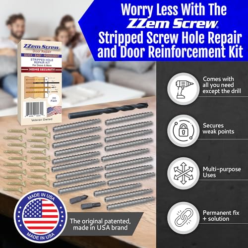 20-Pack #9 x 3 inch Permanent Stripped Door Hinge Screw Hole Repair Kit - size: 20 Pack