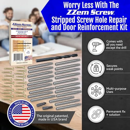 20-Pack #9 x 3 inch Permanent Stripped Door Hinge Screw Hole Repair Kit - size: 20 Pack