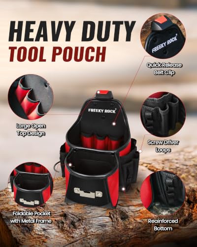 Heavy Duty Tool Belt with 2 Tool Pouches, Adjustable Work Belt for Electrician Carpenter DIYer, Men's Utility Pouch Combo Set for Construction
