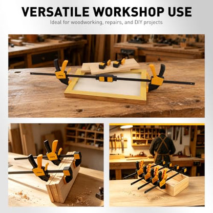 6-Pack 12 Inch Bar Clamps for Woodworking with 2-Piece Clamp Connector, 12" Quick-Release Wood Clamps with 150 LBS Load Limit, Trigger Clamp Set, One-Handed Clamps/Spreader for Woodworking - style: 4-Piece 12" 150lbs with clamp connector