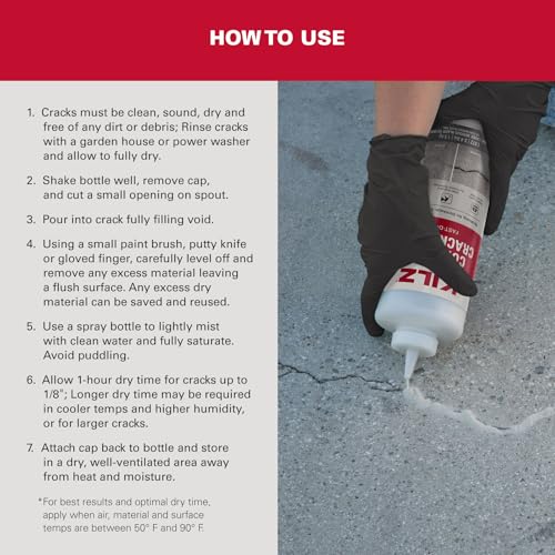 KILZ Concrete Crack Filler, Gray, 3.4 LB