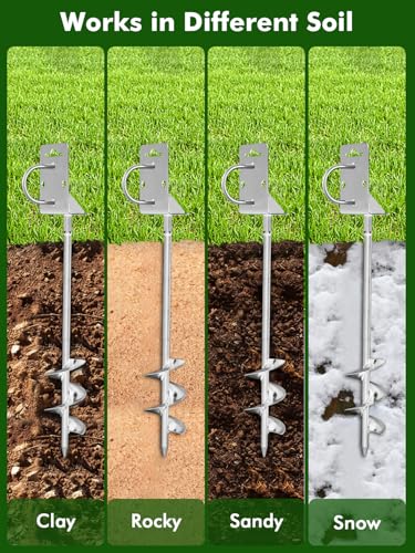 Ground Anchors Screw in,20" Set of 4 Mobile Home Anchors,Storage Shed Anchor Kit with Drill Bit,Ground Anchors Heavy Duty for Shed, Trampolines,Camping, Swing Sets