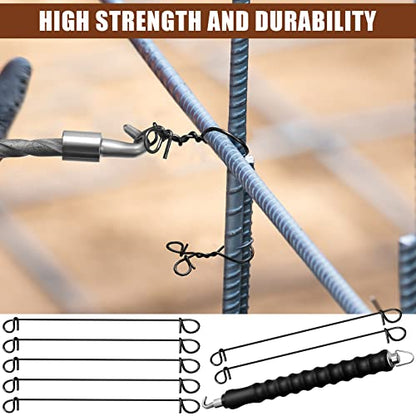 1001 Pcs Double Loop Rebar Wire Bar Ties 6 Inch 16 Gauge Rebar Wire with Automatic Twister Tying Tool for Securing(Black) - color: Black