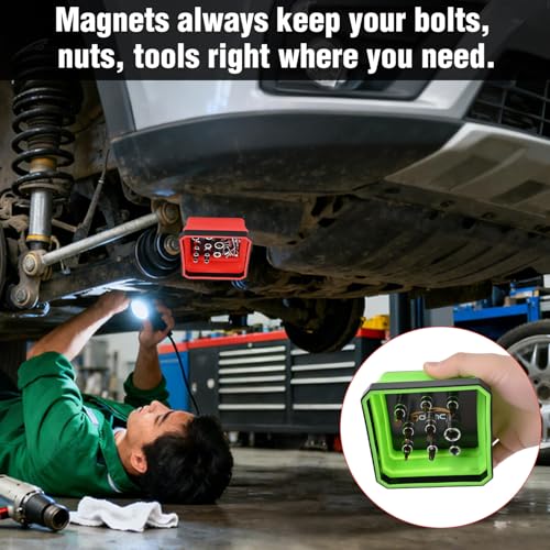 GOOACC 3Pcs Square Collapsible Magnetic Parts Tray Set Red Blue Green - color: Red/Blue/Green