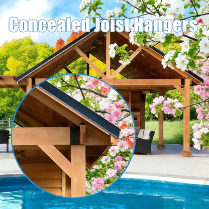 Concealed Joist Hangers,20 Pcs 2"x4" Outdoor Concealed-Flange Joist Bracket