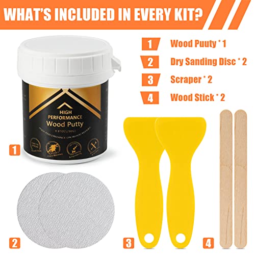 Deuvuo Wood Filler, Wood Putty Filler White - Our Wood Grain Filler Offers a Quick and Lasting Fix for Any Damage or Flaw - Paintable, Stainable, Sandable & Quick Drying - 9.87 Ounce - color: 9.87oz White