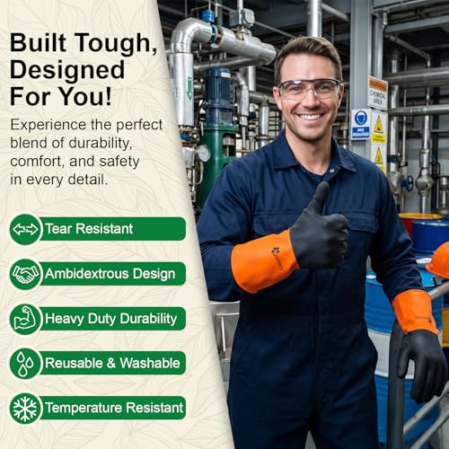 Gastody™ - Chemical Resistant Gloves, Reusable,Heavy Duty Safety Work Gloves,Resist Acid,Oil,Alkali - S-M-L-XL-XXL Size - size: X-Large, style: Set of 6 Pairs