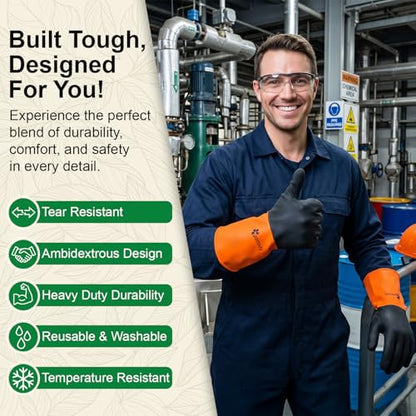 Gastody™ - Chemical Resistant Gloves, Reusable,Heavy Duty Safety Work Gloves,Resist Acid,Oil,Alkali - S-M-L-XL-XXL Size - size: X-Large, style: Set of 6 Pairs