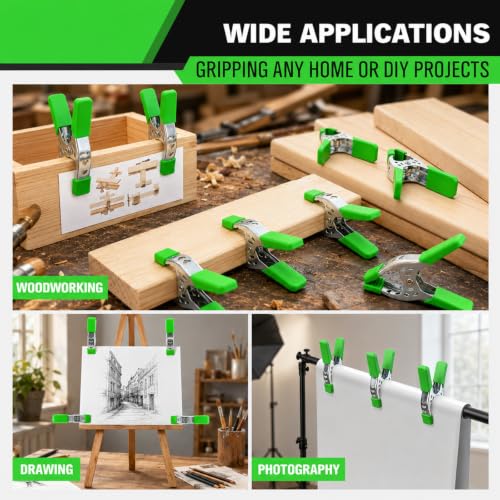 6-Piece 8-inch Heavy Duty Spring Clamp, Large Spring Clamps for Woodworking, Metal Clips 3.4-inch Jaw Opening Clamps for Backdrop, Pool Cover, Photography - size: 8inch 6-Piece