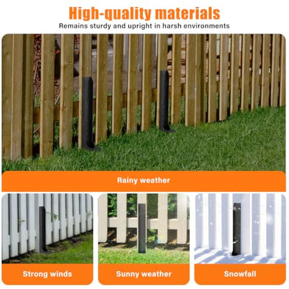 6 Pcs Fence Post Repair Kit,4×4/6x6 Fence Post Support,Heavy Duty Post Anchor Ground Spike with One-Piece Steel Anchor & Stakes for Repair Tilted, Broken Wood Fence Post