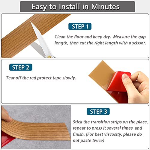 LSGCQ Vinyl Floor Transition Strip Self Adhesive 2" Wide, Wood Grain - color: Brown Wood Grain, size: 5cm, 6.6FT