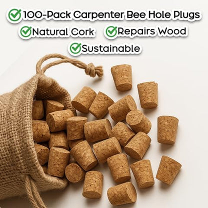 Donaldson Farms Carpenter Bee Corks, Hole Plugs for Bee Home, 100pcs, 1Pack - size: 100 PCS Corks